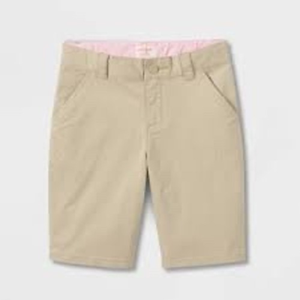 Cat & Jack Girls Khaki School Uniform Shorts Adjustable Waist Tan Size 16 NWT